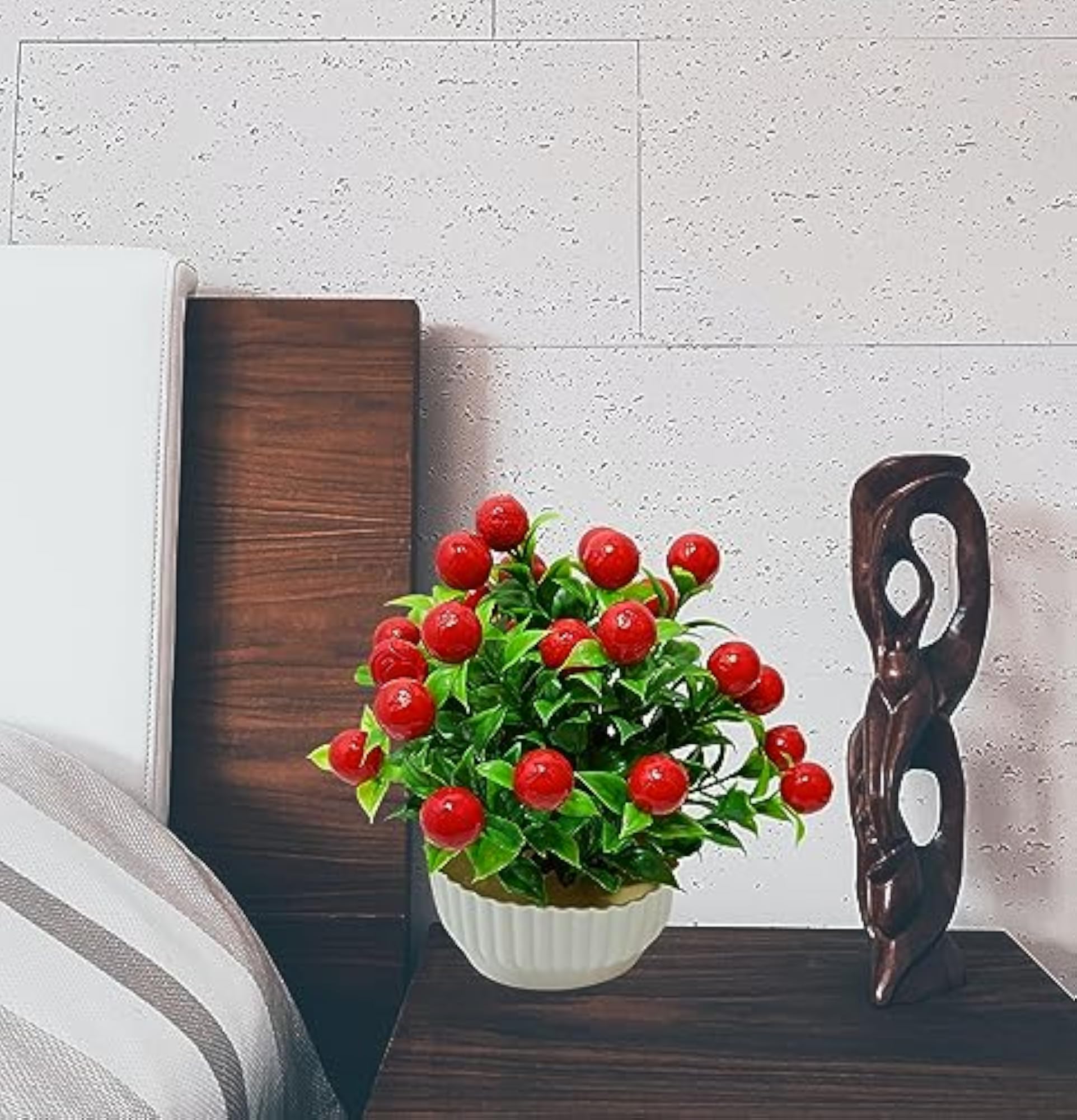 Exotica Cherry Red Green Multi Colour Flower Artificial Plants